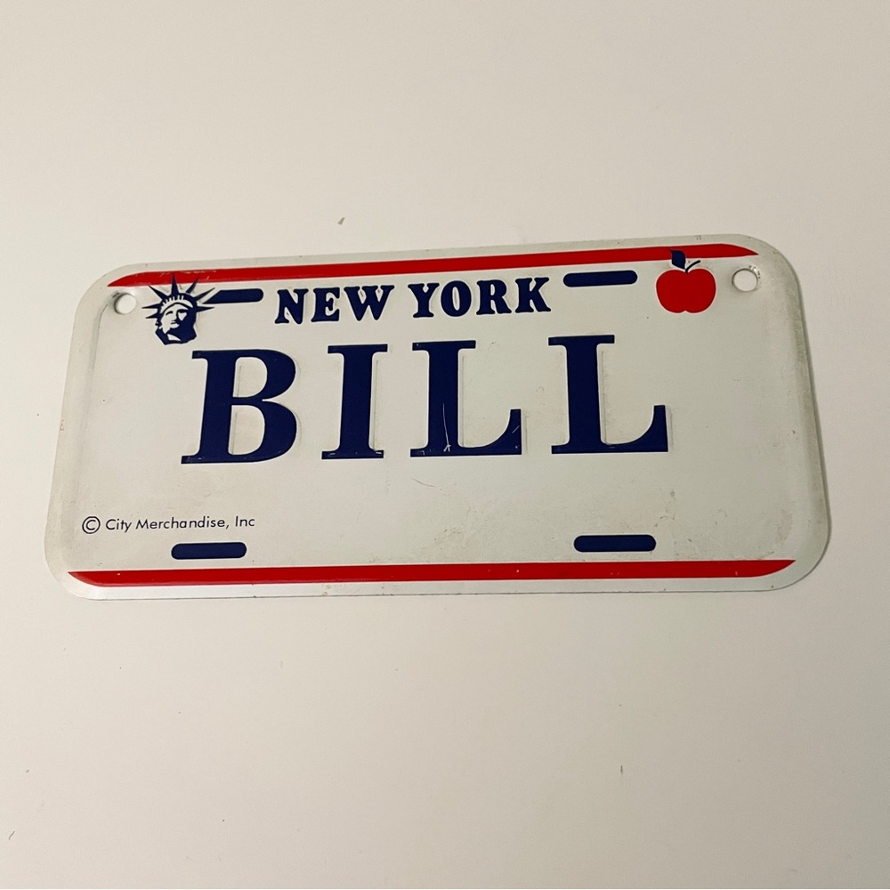 Vintage New York BILL Mini License Plate Souvenir City Merchandise